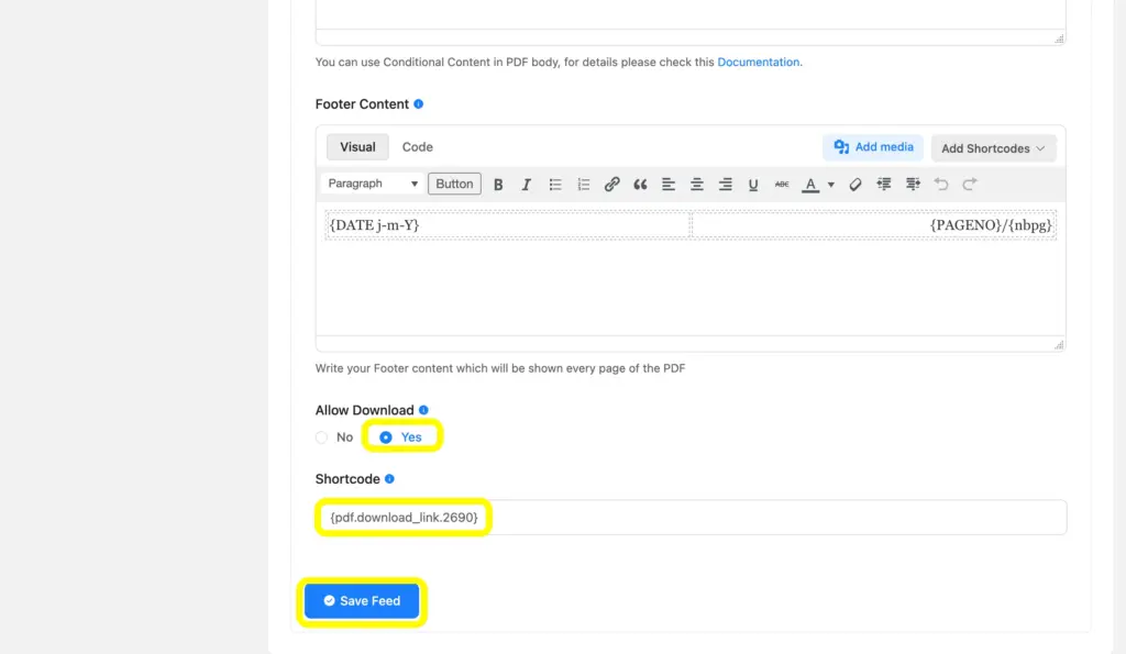 Allow users to download the PDF by using the settings.