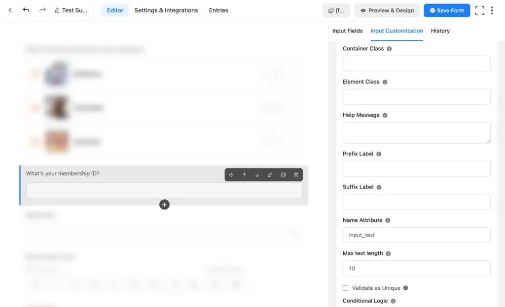 Fluent Forms simple text field for short single-line answers