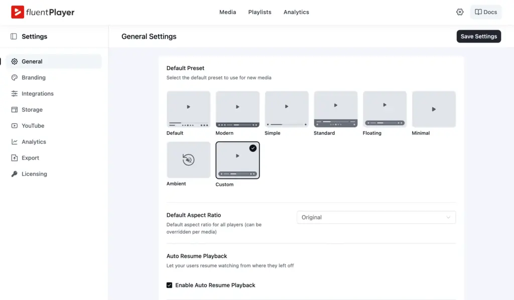 setting a custom preset as the default