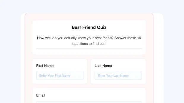 Best Friend Quiz Template for WordPress made with Fluent Forms