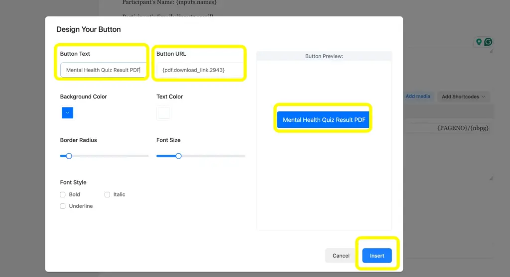 Design the PDF button to add it to the confirmation page.