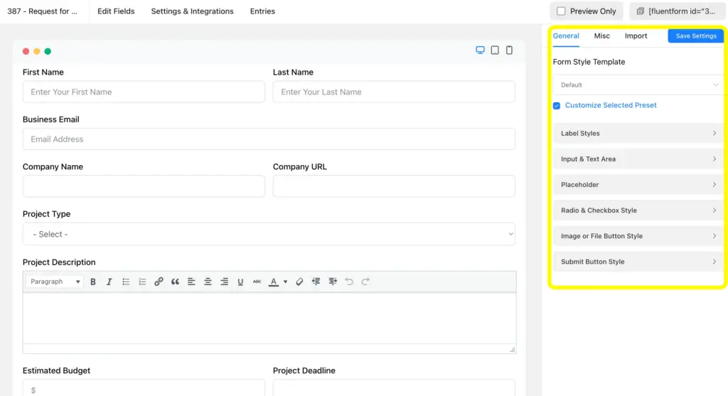 Use the Advanced Form Styler of Fluent Forms to make your forms more tailored to your brand.