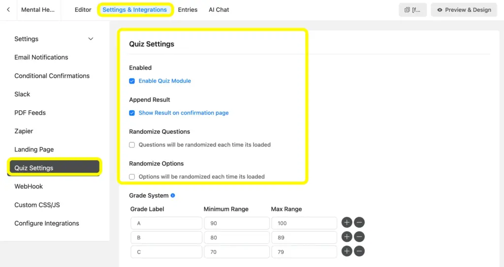Go to the quiz settings and enable quiz module; randomize questions and options, and add grading system as per your preference.