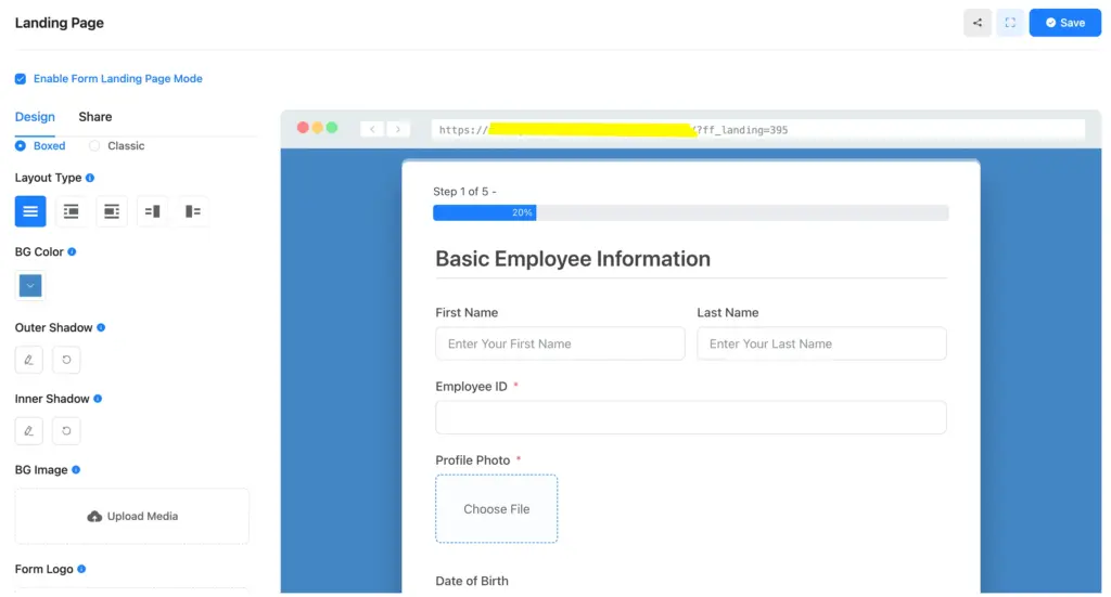 Use the landing page mode of Fluent Forms to publish your form in a landing page.
