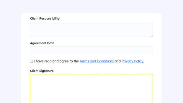 Service Agreement Form template for WordPress