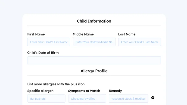 daycare allergy Form