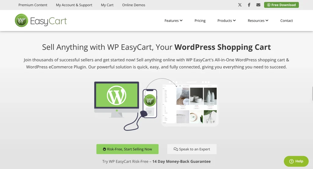 WP EasyCart homepage