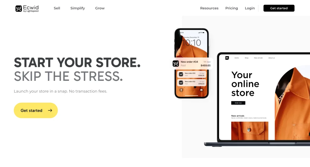 Ecwid homepage
