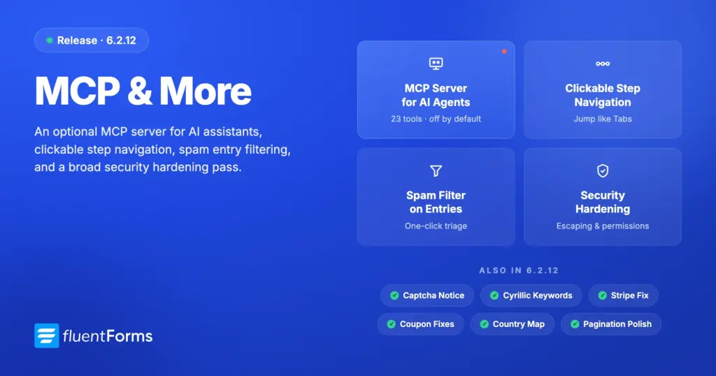 Fluent Forms → Global Settings → MCP for AI Agents. One toggle, one endpoint, one application password.