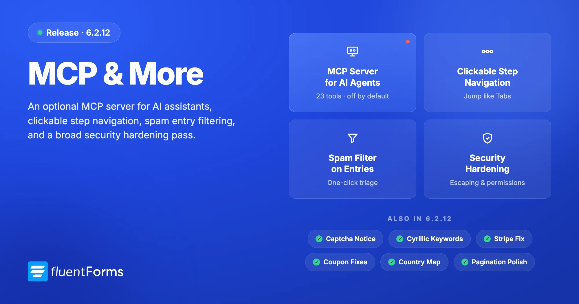 Fluent Forms → Global Settings → MCP for AI Agents. One toggle, one endpoint, one application password.