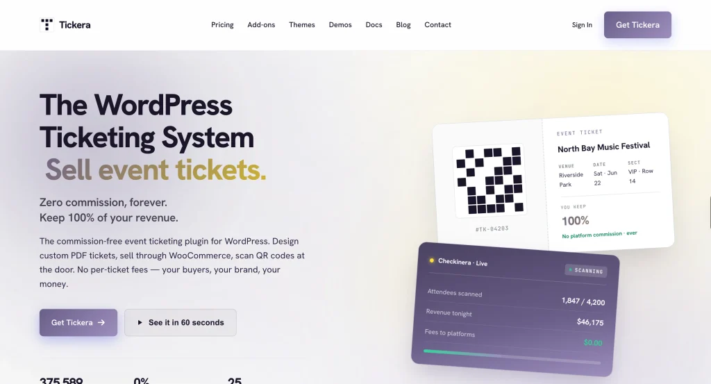 Tickera homepage
