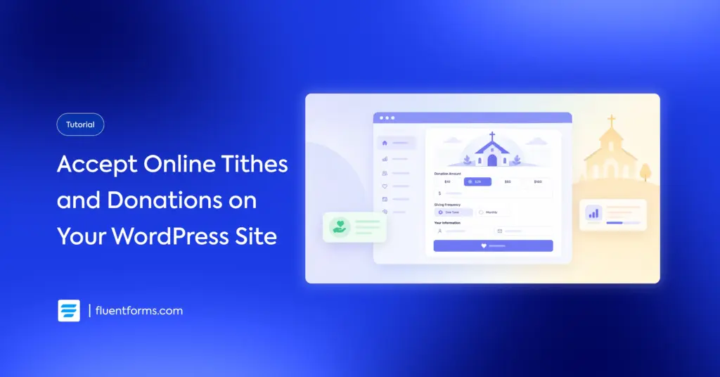 Tutorial banner for building a church donation form in WordPress with Fluent Forms