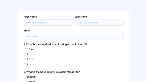 Bartending Quiz Form thumb