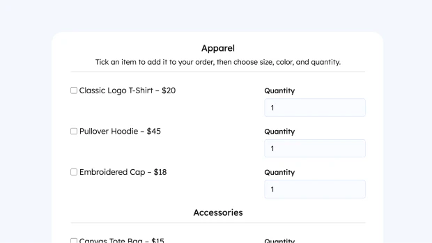 Merchandise Order Form