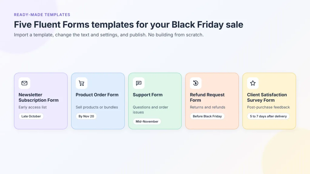 Five Fluent Forms templates for your Black Friday sale